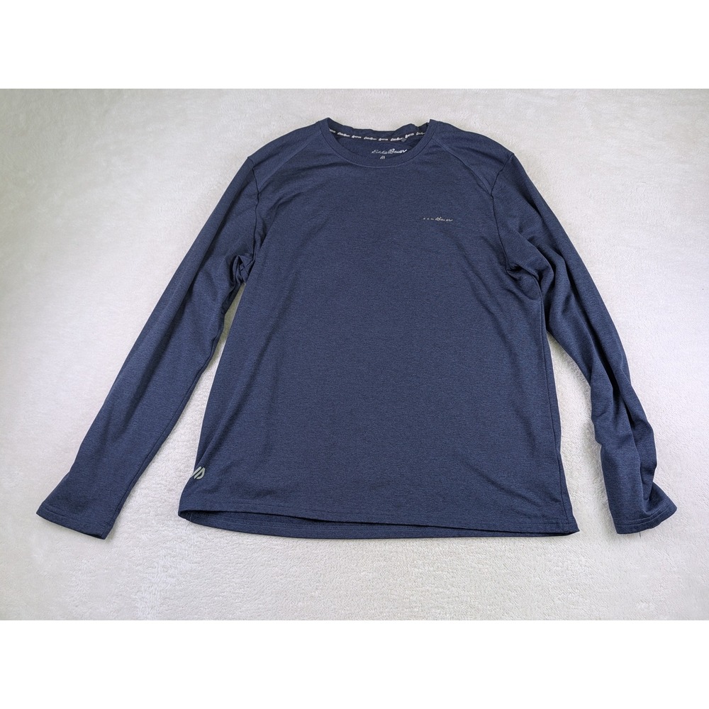 Eddie Bauer Motion FreeDry Mens Large Navy Blue Long Sleeve Performance Shirt